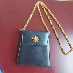 Vintage 1970s Paloma Picasso Black Leather Mini Bag